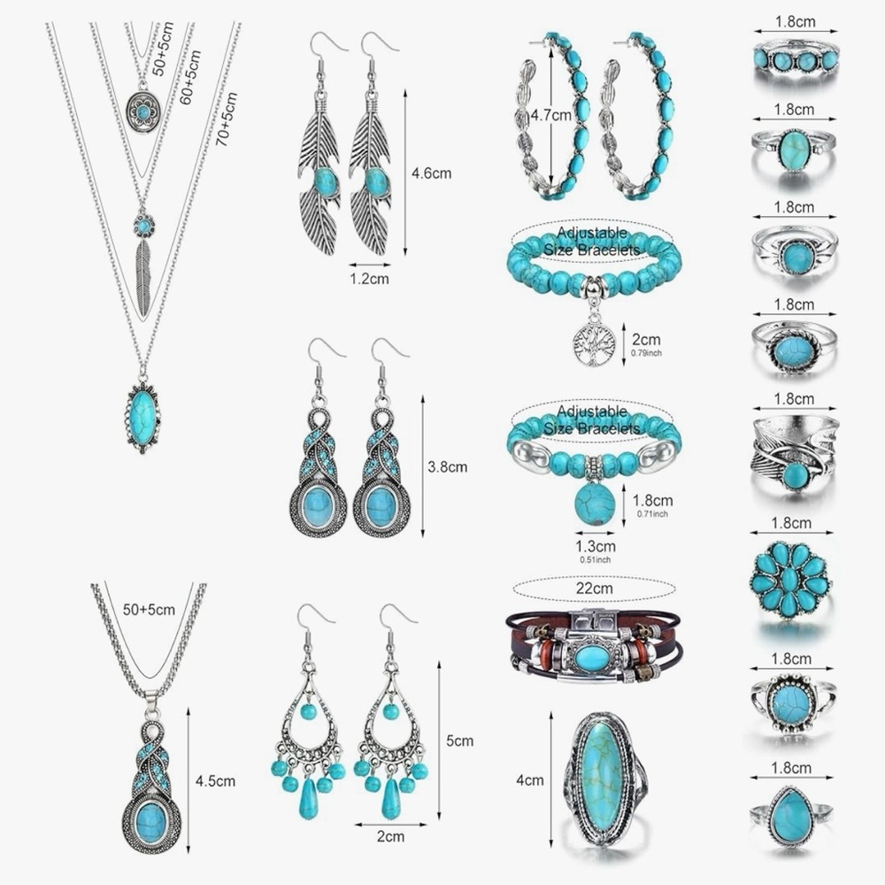 Turquoise and Silver Jewelry Set - Picture 4 of 5